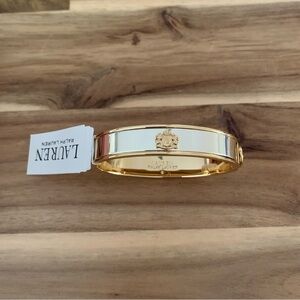 Lauren Ralph Lauren Two Tone Crest Bangle Bracelet Cuff jewelry NWT gift